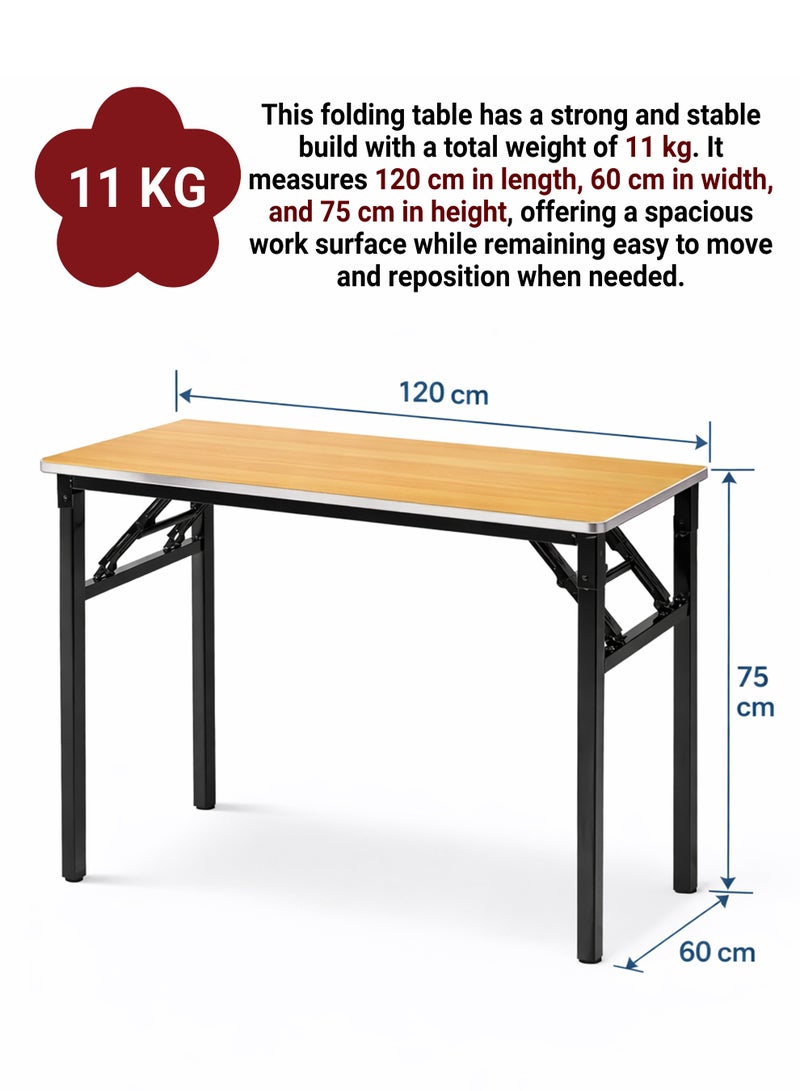 توشيونيكس طاولة قابلة للطي متعددة الوظائف مع أرجل قابلة للطي، مناسبة للتخييم والحديقة والنزهات والقهوة والشواء، لا تحتاج إلى تركيب، سطح مكتب أصفر اللون وإطار أسود (120 × 60 × 75 سم). - Image 2